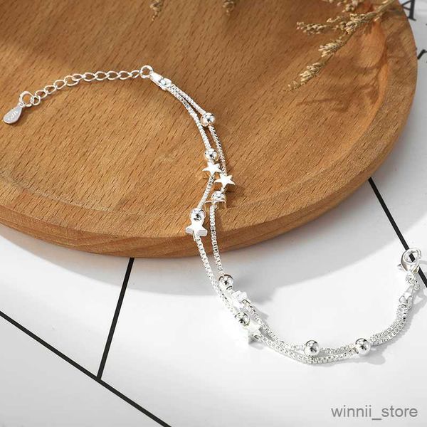 

charm bracelets silver color double stars beads bracelets for women elegant chain charm bracelet birthday gift r230704, Golden;silver