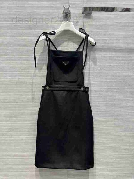 

basic & casual dresses designer cute and trendy campus era fashion with metal triangle logo strap dress for reducing age girls' three-d, Black;gray