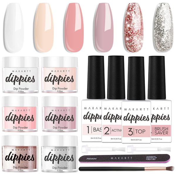 

acrylic powders liquids makartt dip powder nail kit 6 colors pink nude 0 35oz neutral spring starter 230704, Silver;gold