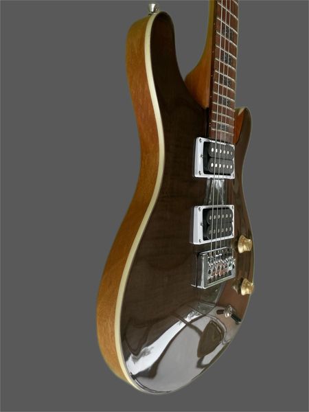 

prs electric guitar lotus knot mosaic, coffee prs body, bridge vibrato