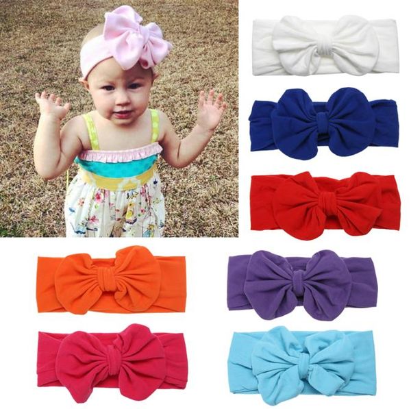 

solid color baby headband kids girls beautiful bowknot headband cute stretchable headwear hairband7192760, Slivery;white