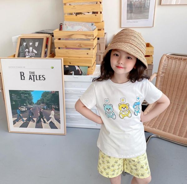 

2021 kids boys girls summer casual cute baby cotton tshirt whit short pants sets toddler outfit 2pcs suits 212y6480950, White
