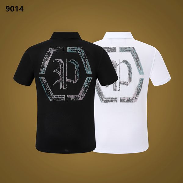 

new pp men's polo shirt summer skull diamond phillip plain short sleeve designer t shirt harajuku tee brand skulls print streetwear pp, White;black