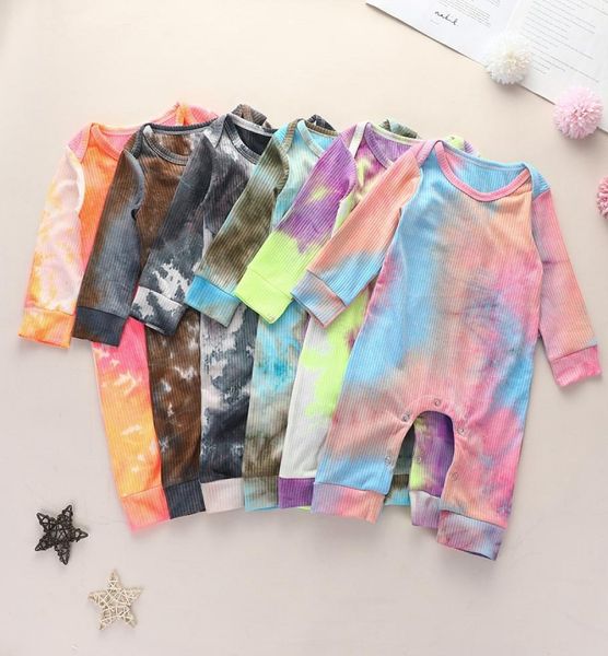 

2020 new spring autumn kids clothes baby tie dye romper long sleeve infants gradient color jumpsuits boys girls casual clothing m28560963, Blue