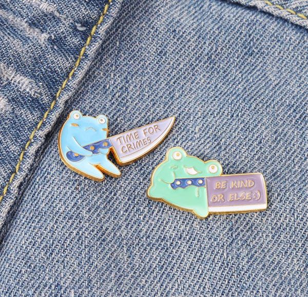 

frog time for enamel brooches pin for women fashion dress coat shirt demin metal funny brooch pins badges promotion gift4210387, Blue