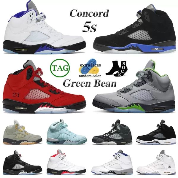 

jumpman 5s concord men basketball shoes bean racer blue bird raging red jade horizon oreo fire metallic alternate bel oregon mens trainers s, Black