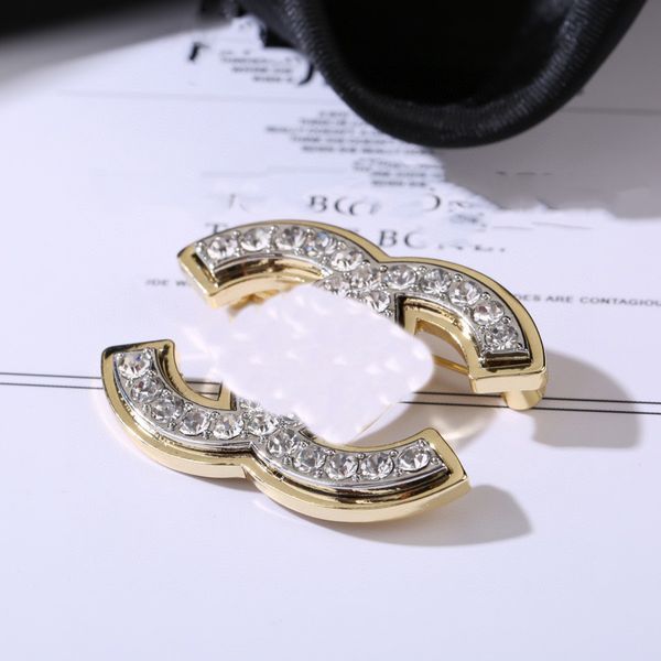 

simple double letter ccity pins women luxury designer gold brooches brand logo crystal pearl brooch men suit pin jewelry accessories 223423, Gray