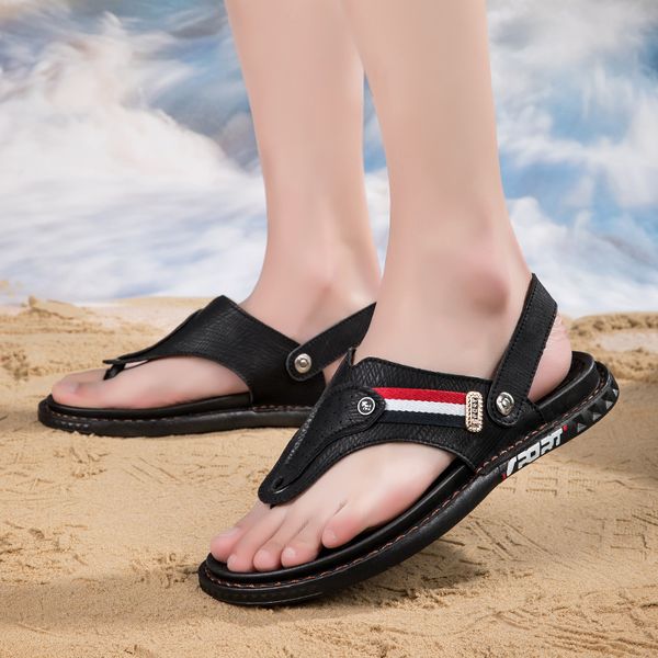 

slippers flipflops men's summer nonslip korean trend wearresistant slippers casual flipflops dualpurpose driving sandlas 230703, Black