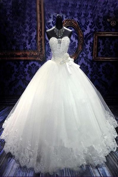 

bridal gowns gorgeous ball gown sweetheart beading flowers floor length charming wedding dress1776117, White