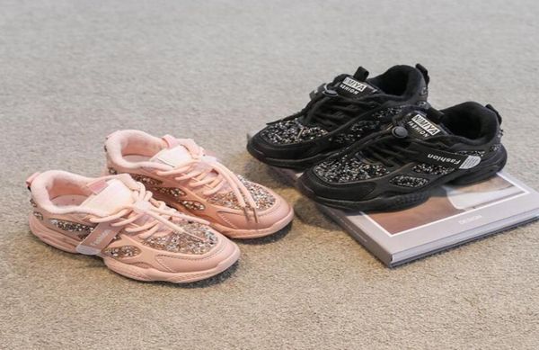 

children casual shoes kids sport shoes boys flock sneakers girls fashion winter thick plush warm fringe running sport5309949, Black