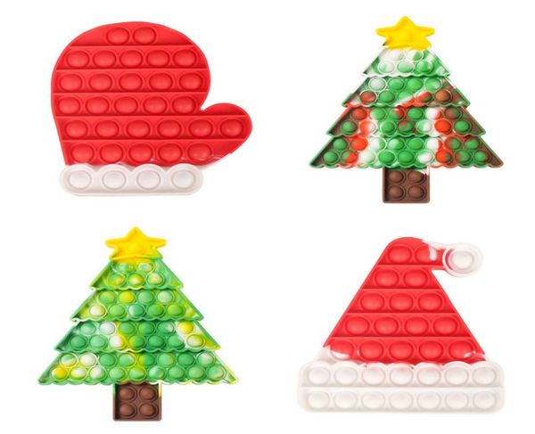 

christmas tree stocking mitten shape push pop toys bubbles popper board tie dye xmas santa clause hat caps mitt poo-its finger puzzle2166410