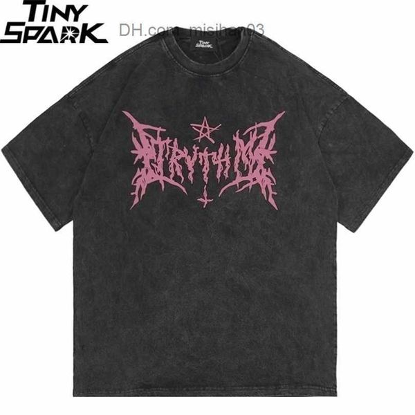 

men's t-shirts hip hop streetwear washed t shirt star print t-shirt men harajuku cotton casual tshirt summer short sleeve tees grey z2, White;black