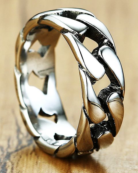 

stainless steel rings for men cuban chain design ring jewelry party gift fashionable and versatile show your personality yw301r495, Silver