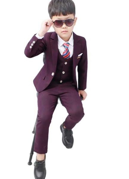 

suits flower boys formal wedding suit kids japan style jacket +pants+vest+bowtie 4pcs tuxedo suit kids party host costumehkd230704, Black