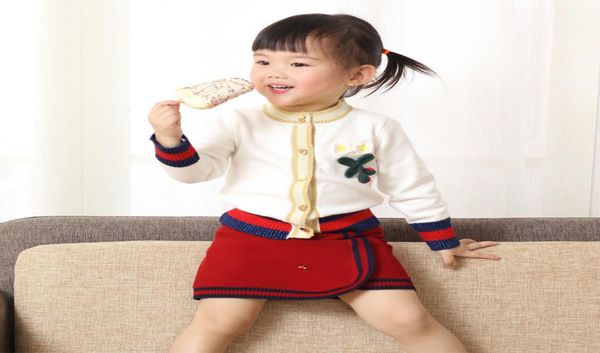 

winter autumn toddler girls clothing sets kids cotton 2 pcs clothes children outfits long sleeve sweater suits for girls knitted9887635, White