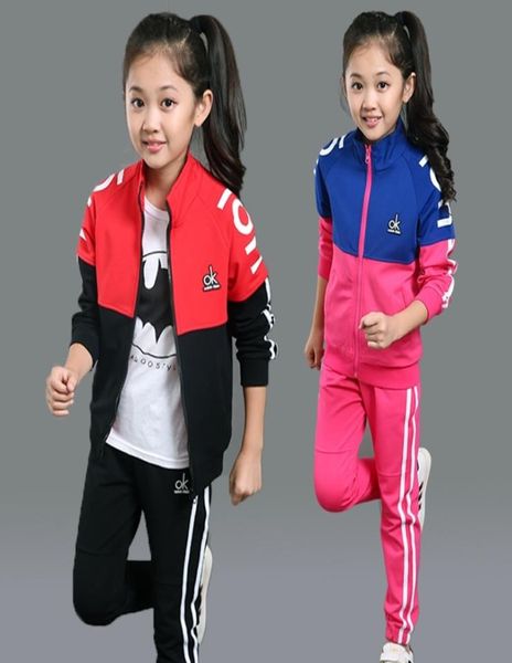 

girls autumn clothing sets 2020 new teenage tracksuit school children girl outfits twopiece kids clothes sports suit t2007078626698, White