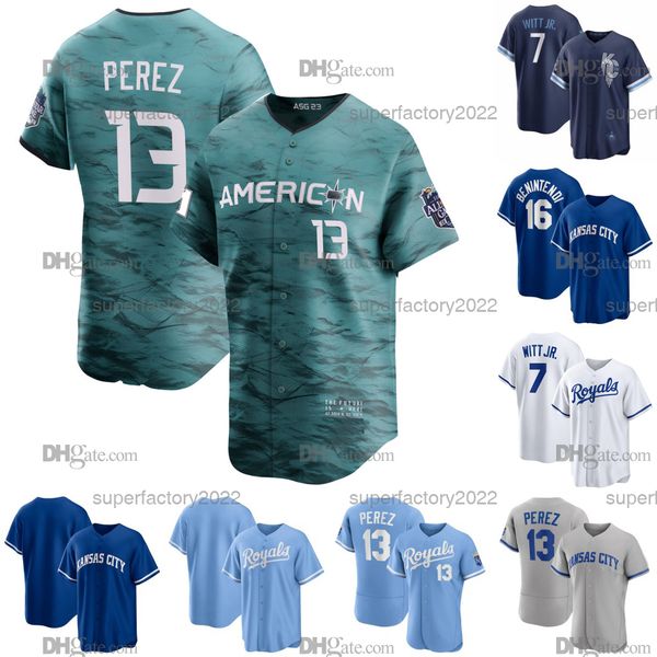 

kansas city 2023 all star jersey royals salvador perez bobby witt jr. vinnie pasquantino aroldis chapman carlos hernandez josh taylor edward, Blue;black