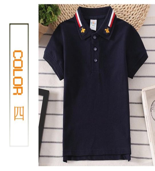 

boys summer turndown collar tshirt fashion striped child clothes kids short sleeve 6 color tees childrens cotton clothing5765134, Blue