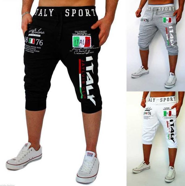 

2023 summer men's sports pants digital print design capris dk07, White;black