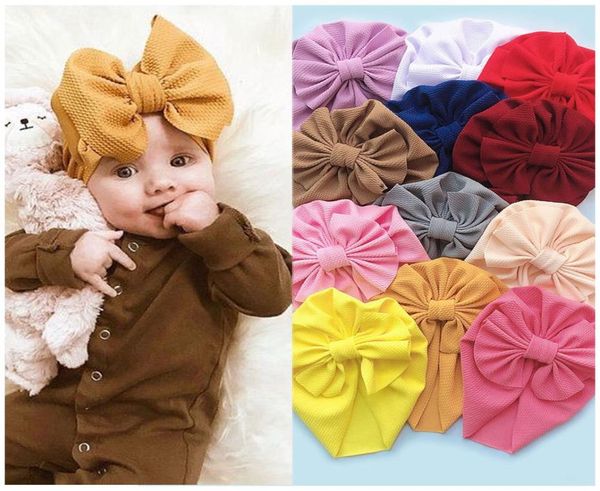 

cute baby girl bow hat infant toddlers big bow cap headwear girls kids beanie hats baby hair accessories newborn turban hats 02 y8827778, Slivery;white