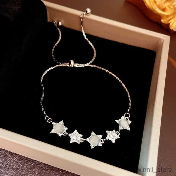 

charm bracelets luck opal pentagram silver color adjustable bracelet for women 2023 new fashion jewelry birthday gift for friend r230704, Golden;silver