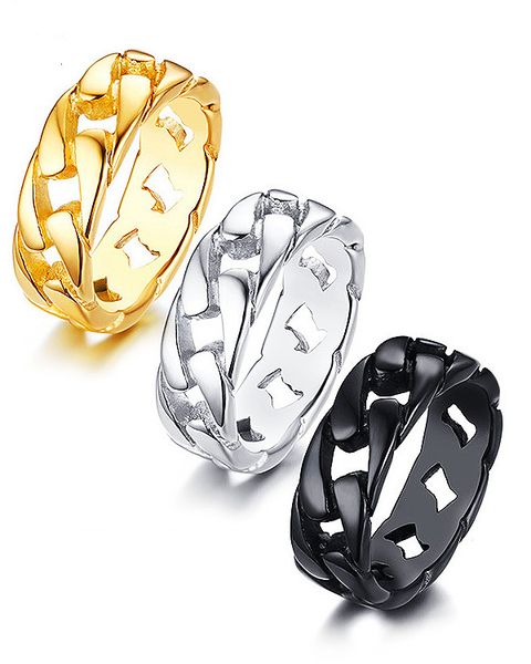 

stainless steel rings for men cuban chain design ring jewelry party gift fashionable and versatile show your personality yw300r495, Silver