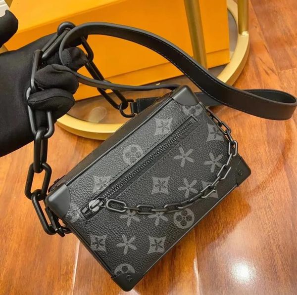 

Mini Soft Trunk Bags Men M44735 Original Quality Fashion Casual Tote Chains Canvas Leather Zipper Shoulderbag louis Purse vutton Crossbody viuton Bag