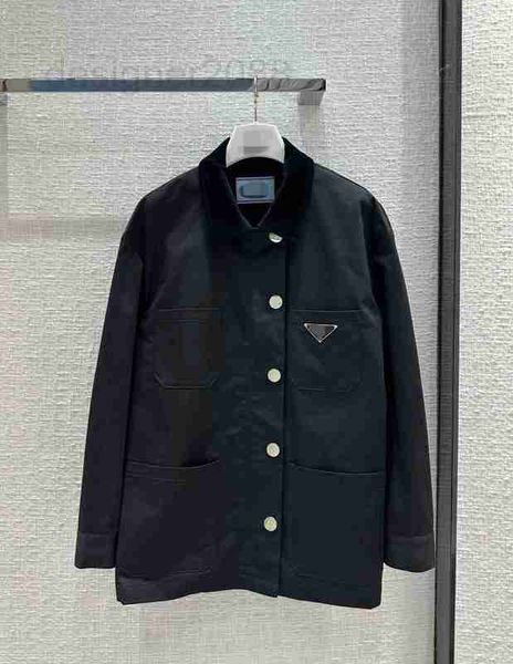 

women's jackets designer workwear style big pocket silhouette coat corduroy lapel panel three-dimensional cut loose version fashionable, Black;brown