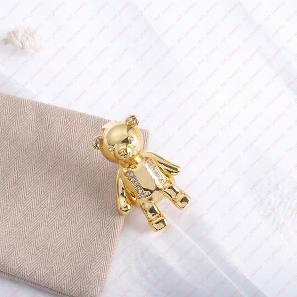 

women's cute bear brooch in brass. fashion designer brooch. brand jewelry., Gray