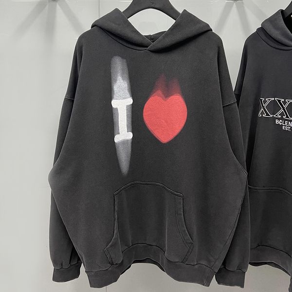 

men's hoodies & sweatshirts designer hoodies loose and comfortable pullover print heart embroidery letter, Black