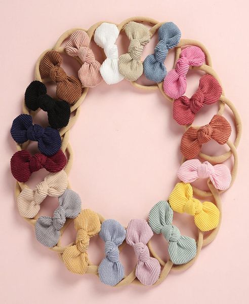 

baby corduroy headband nylon round bow headbands for girls newborn elastic head band toddler cute headwear hair accessories9430122, Slivery;white