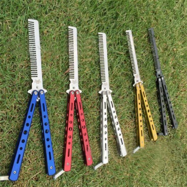 

fashion delicate pro salon stainless steel folding training butterfly practice style knife comb tool4178507, Silver