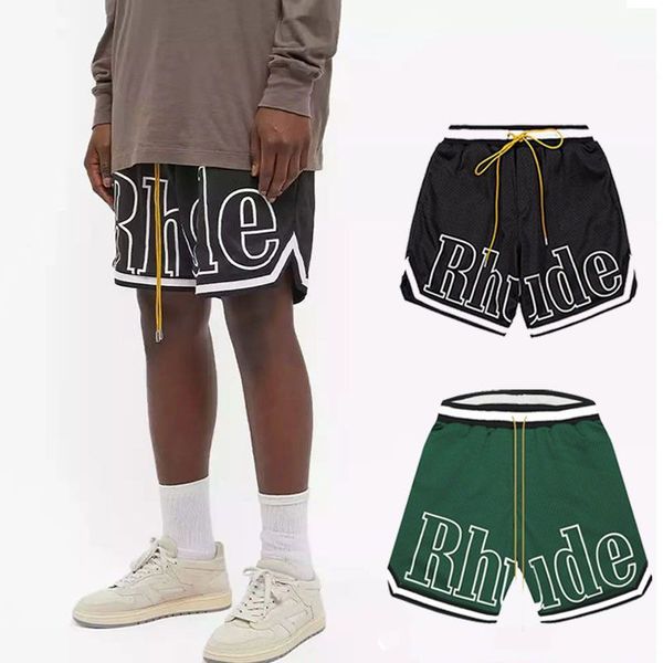 

2023rhude basketball shorts men's summer beachwear mesh breathable sweat wicking fitness shorts yf, White;black