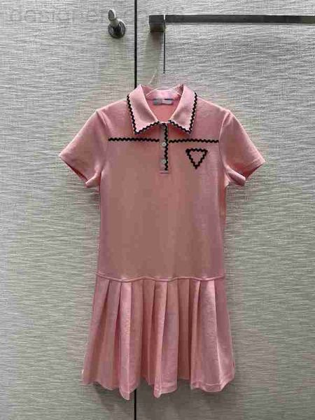 

street style dresses designer 2023 new spring summer lapel neck short sleeve print fashion milan runway dress designer brand same womens 032, Black;pink