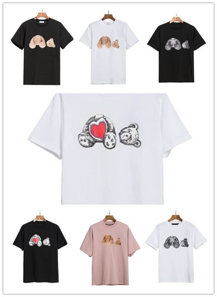 

designer men's t-shirt luxury brand clothing label beheading bear alphabet fashion cotton short sleeve trendy men's and women&#039, White;black