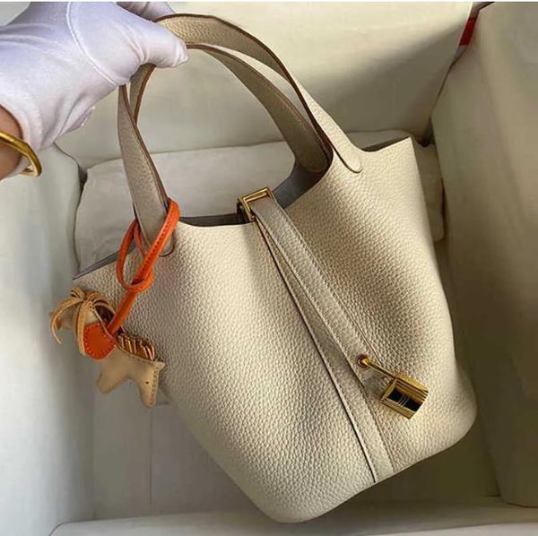 

handbag desinger totes picotin bags handmade wax line vegetable basket women's bag with lychee grain cow leather high-end portable busc
