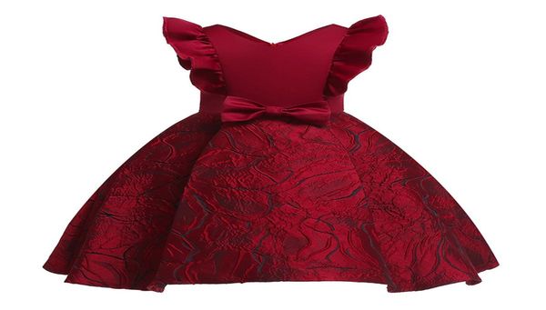 

elegant kids girls sleveless jacquard pattern bow princess dresses for christmas wedding birthday dress prom ball gown occasion dr6630229, Red;yellow