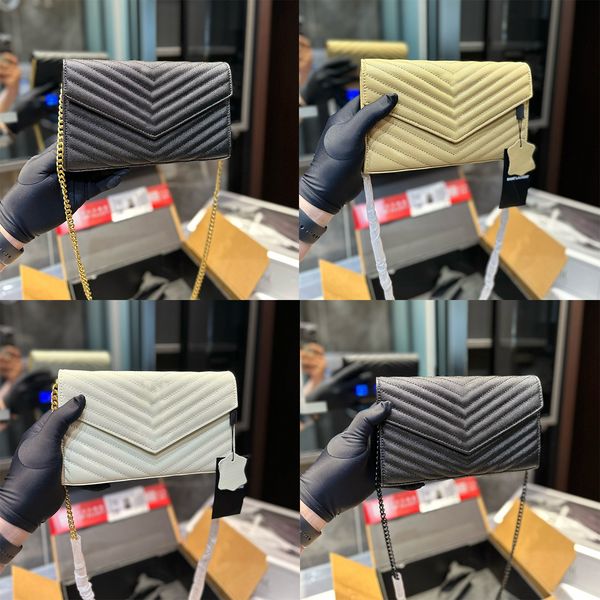 

designer women shoulder bag handbag messenger chain womens genuine leather bag flip cover diagonal messenger purse y letter woman caviar cro