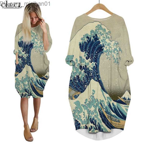 

casual dresses van gogh the starry night dress 3d printed long sleeve skirts fashion female streetwear harajuku women pocket dress z230705, Black;gray