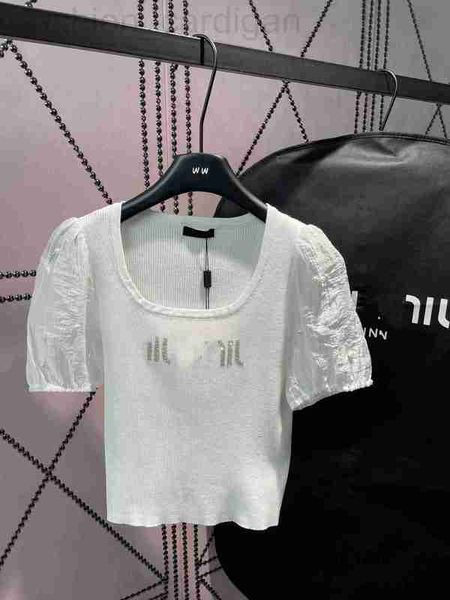 

women's knits & tees designer 23ss womens clothing womens ironing drill spell sleeve pearl knitted slimming and clothes 2gar, White