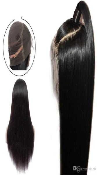 

full lace wigs brazilian straight human hair lace wigs 360 lace frontal wigs pre plucked with baby hair full end 2254910, Black