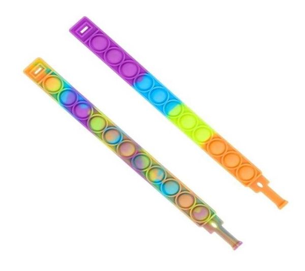 

2021 decompression silicone toy bracelet increase focus soft squeeze press fun bubble stress reliever tie dye colors bracelet g54ed5v1874649