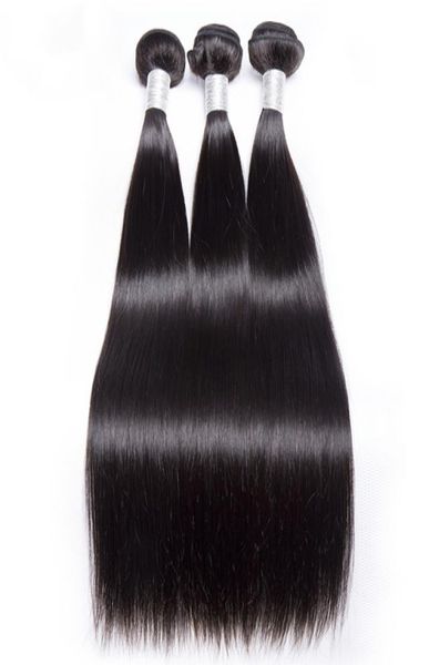 

10a grade human hair bundles 3 bundles straight virgin hair extension indian peruvian 130 density virgin hair1577862, Black