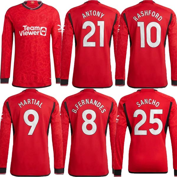 

23 24 soccer jersey man uniteds antony sancho rashford long sleeves 2023 manchesters u b.fernandes football shirts s-2xl, Black;yellow