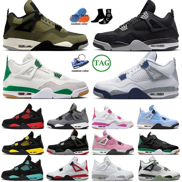 

jumpman medium olive 4 basketball shoes men women 4s black cat military canvas red thunder university blue thunder pink cactus jack trainers