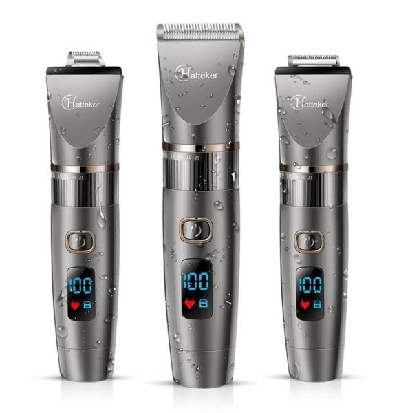 

hatteker 3in1 professional hair clipper waterproof hair trimmer men grooming kit ceramic blade male led display haircut machine1570760