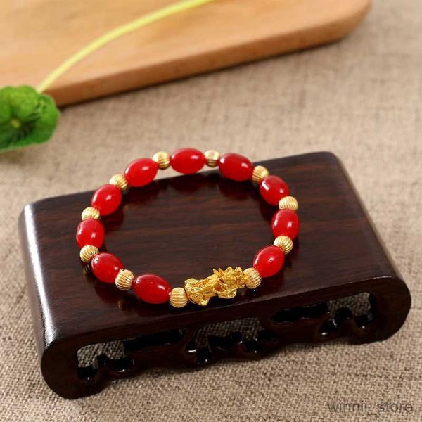 

charm bracelets feng shui colorful stone bracelet men women bring good luck wealth wristband bracelets lucky jewelry r230704, Golden;silver
