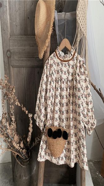 

autumn new girl baby japanese garden style long sleeve girl039s floral dress1120938, Red;yellow