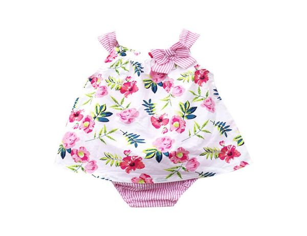 

summer new baby girl clothes newborn outfits floral tank bows ruffle shorts baby suit infant sets baby girl designer clothes 7042743, White