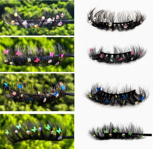 

false eyelashes 25mm diamond lashes holgraphic butterfly faux mink natural dramatic volume red blue pink sequins lashesfalse9297830